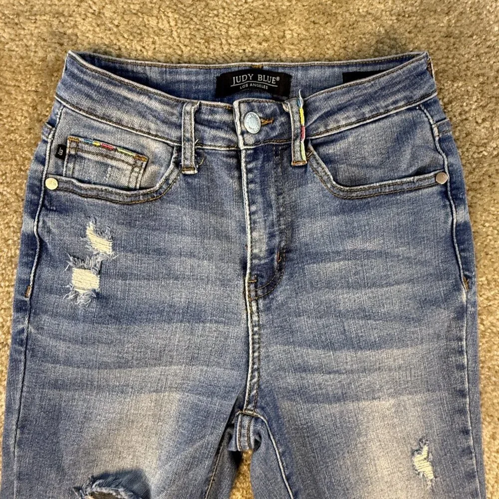 Judy Blue Skinny Fit Jeans Womens Size 0/24 High Rise Denim Blue Ankle F680